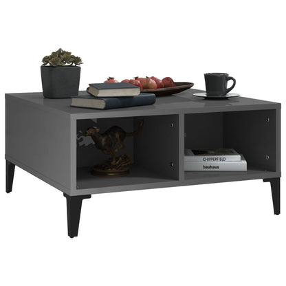 Tavolino da Salotto Grigio Lucido 60x60x30 cm Legno Multistrato | homemem39
