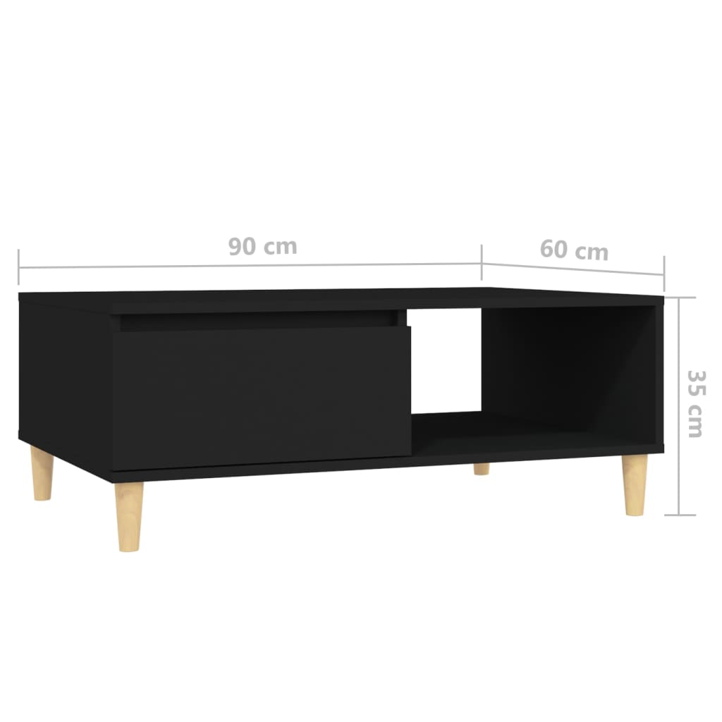Tavolino da Salotto Nero 90x60x35 cm in Legno Multistrato | homemem39