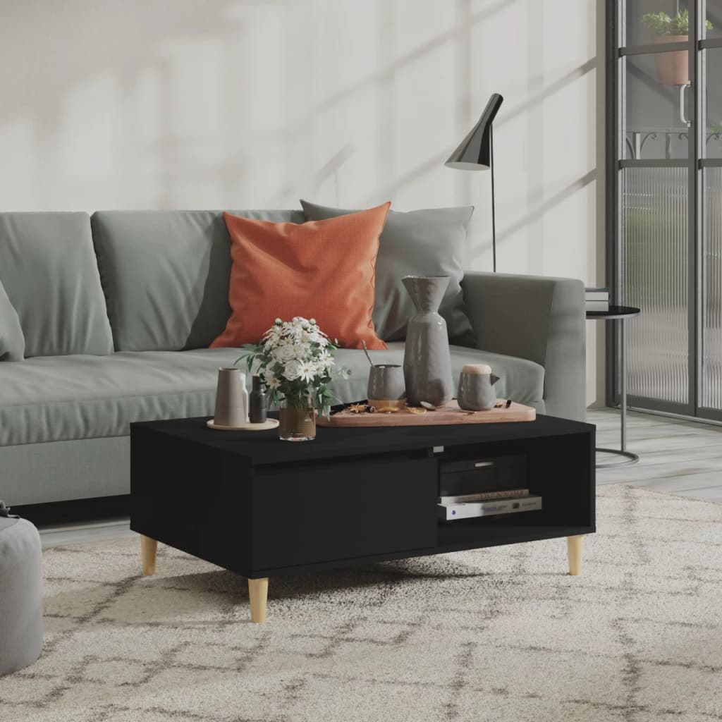 Tavolino da Salotto Nero 90x60x35 cm in Legno Multistrato | homemem39