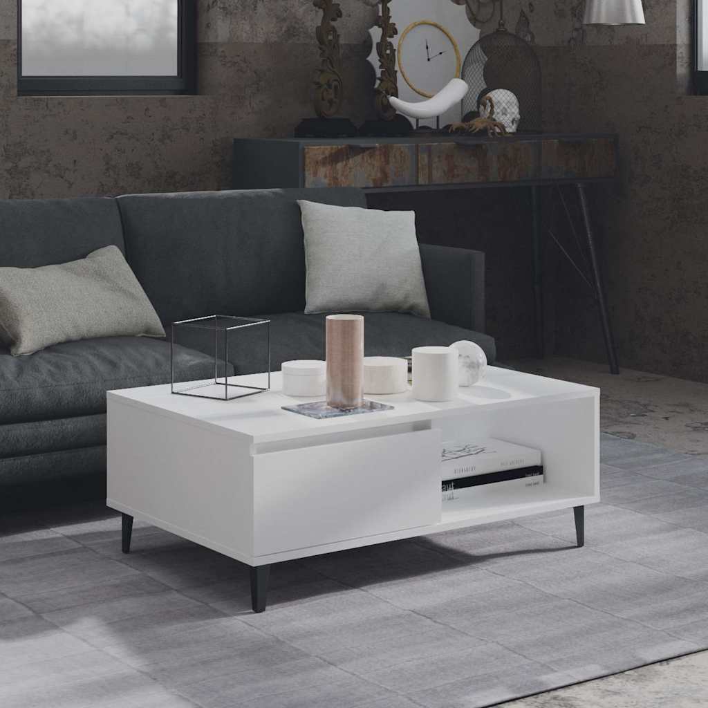 Tavolino da Salotto Bianco 90x60x35 cm in Legno Multistrato | homemem39