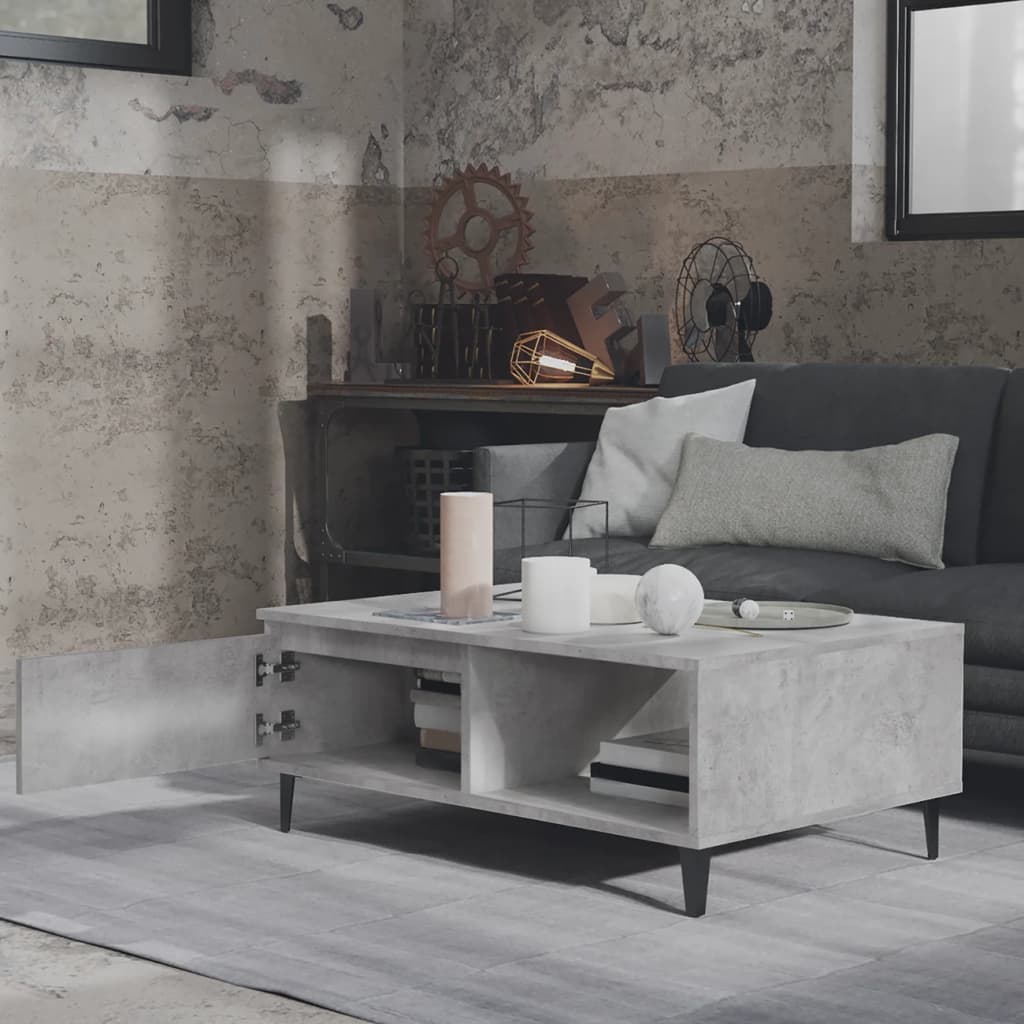Tavolino da Salotto Grigio Cemento 90x60x35cm Legno Multistrato | homemem39