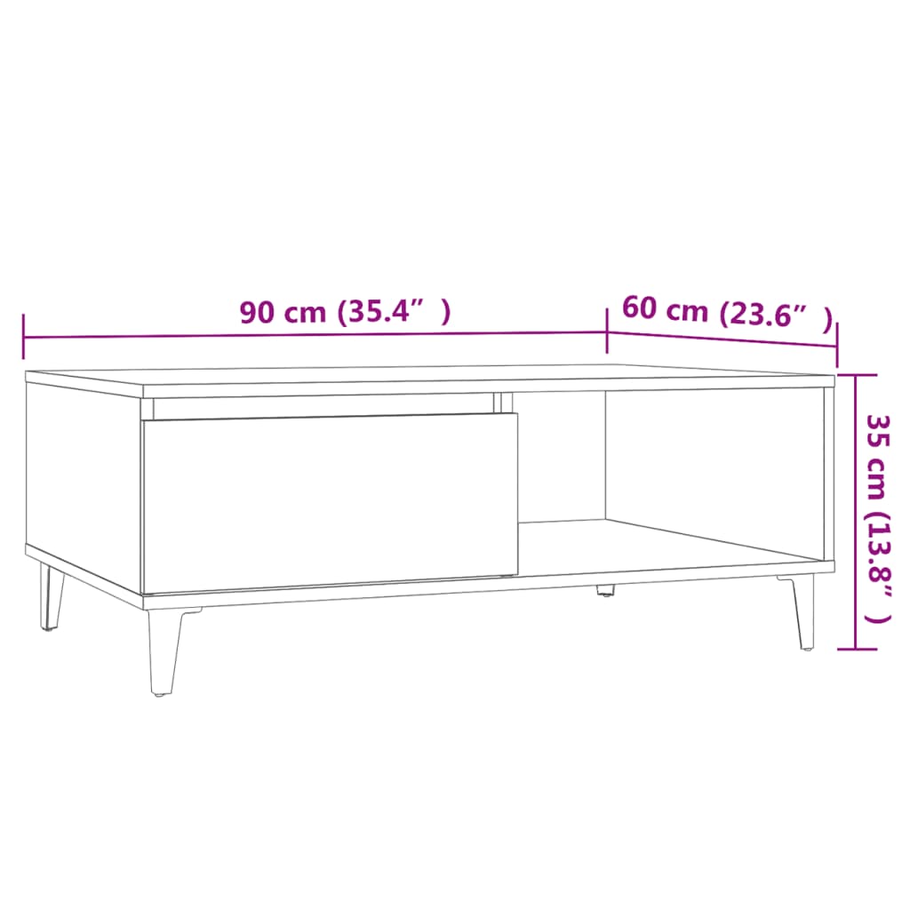 Tavolino da Salotto Grigio Cemento 90x60x35cm Legno Multistrato | homemem39