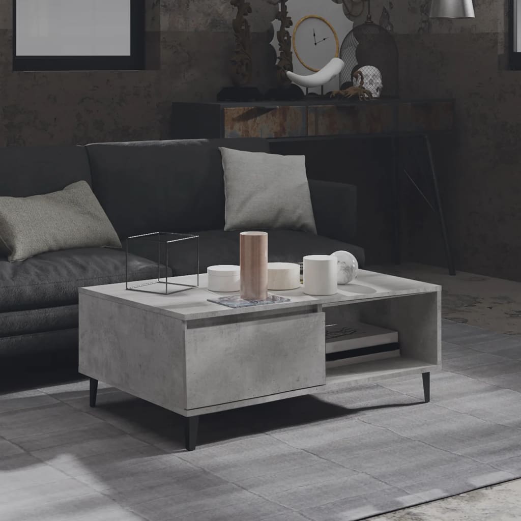 Tavolino da Salotto Grigio Cemento 90x60x35cm Legno Multistrato | homemem39
