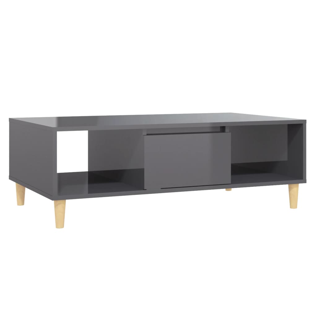 Tavolino Salotto Grigio Lucido 103,5x60x35cm Legno Multistrato | homemem39