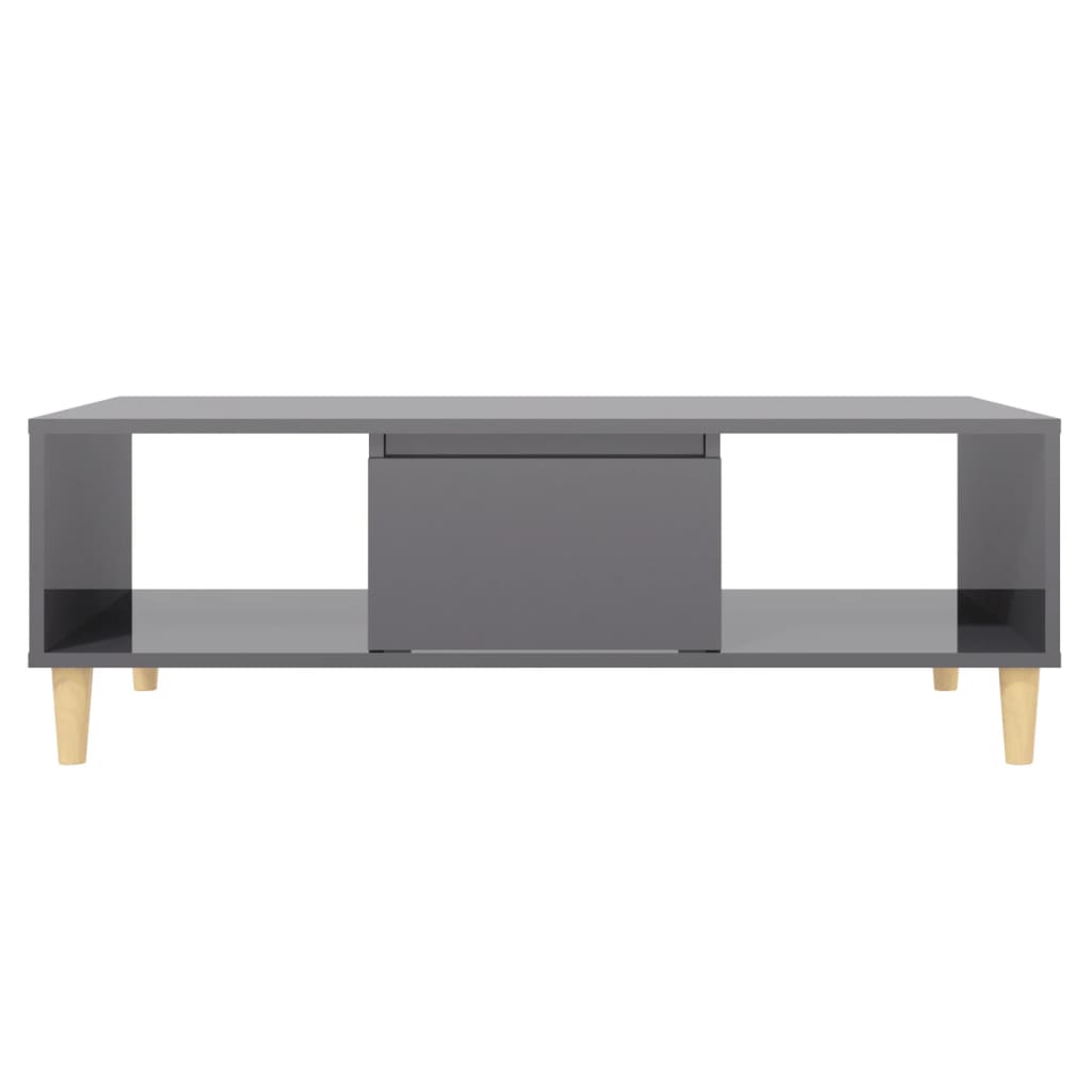 Tavolino Salotto Grigio Lucido 103,5x60x35cm Legno Multistrato | homemem39