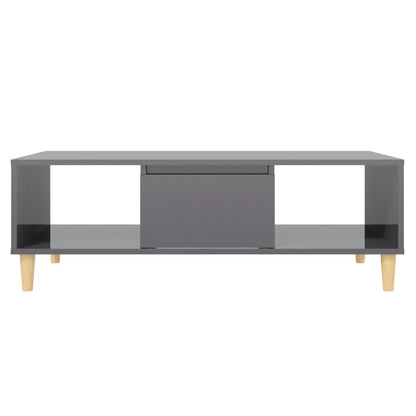 Tavolino Salotto Grigio Lucido 103,5x60x35cm Legno Multistrato | homemem39