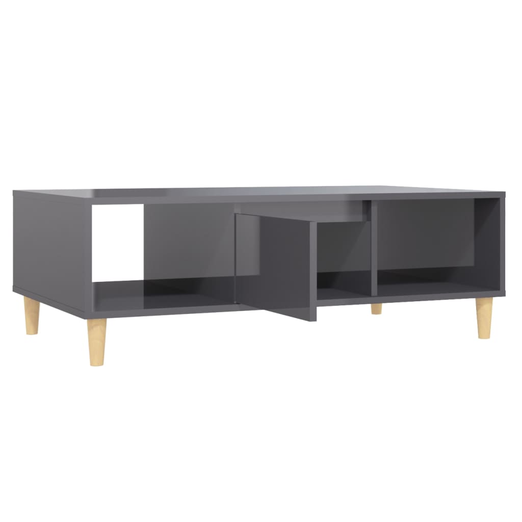 Tavolino Salotto Grigio Lucido 103,5x60x35cm Legno Multistrato | homemem39