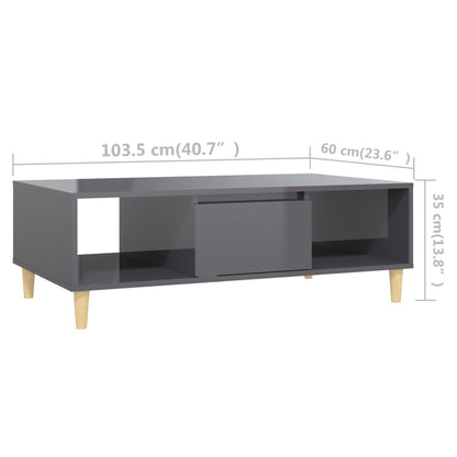 Tavolino Salotto Grigio Lucido 103,5x60x35cm Legno Multistrato | homemem39