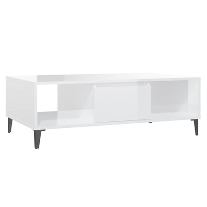 Tavolino Salotto Bianco Lucido 103,5x60x35 cm Legno Multistrato | homemem39