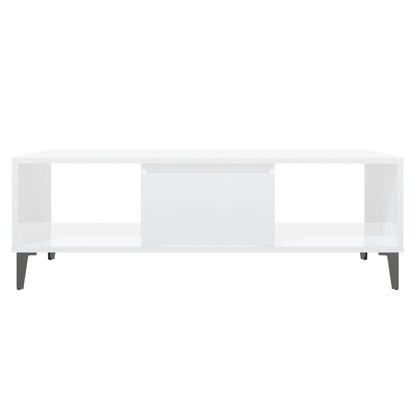 Tavolino Salotto Bianco Lucido 103,5x60x35 cm Legno Multistrato | homemem39