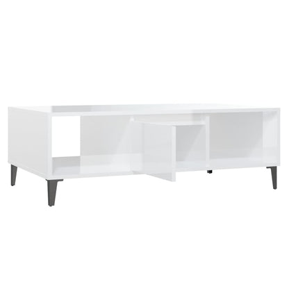 Tavolino Salotto Bianco Lucido 103,5x60x35 cm Legno Multistrato | homemem39