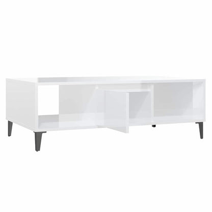 Tavolino Salotto Bianco Lucido 103,5x60x35 cm Legno Multistrato
