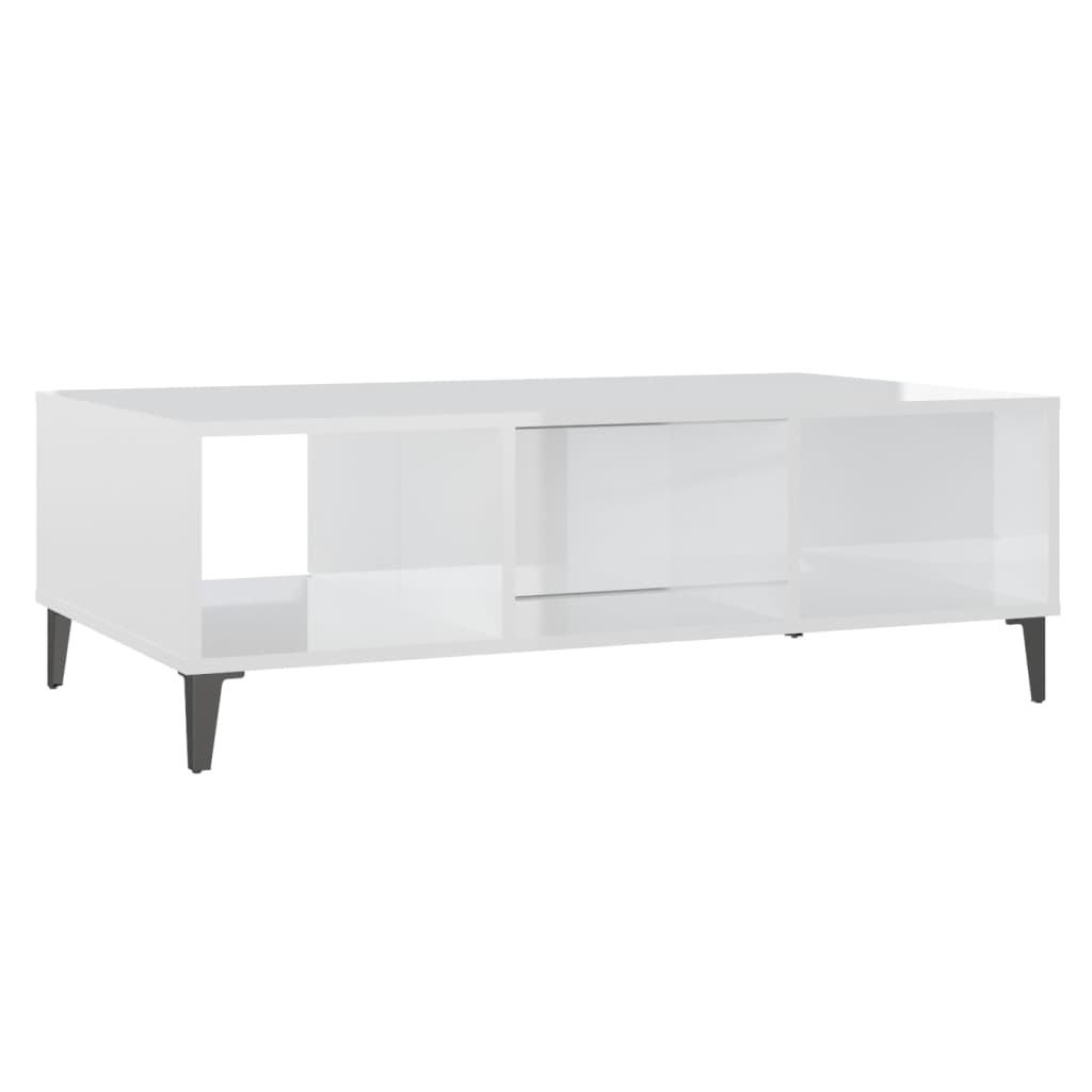 Tavolino Salotto Bianco Lucido 103,5x60x35 cm Legno Multistrato | homemem39