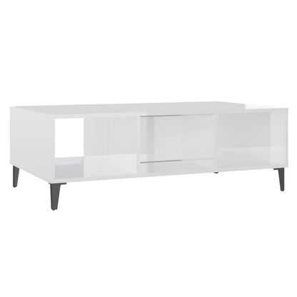 Tavolino Salotto Bianco Lucido 103,5x60x35 cm Legno Multistrato | homemem39