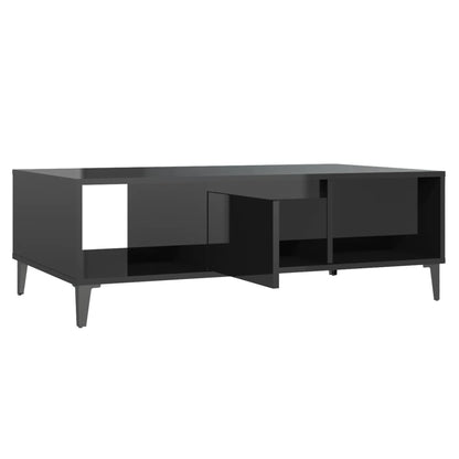 Tavolino da Salotto Nero Lucido 103,5x60x35cm Legno Multistrato | homemem39