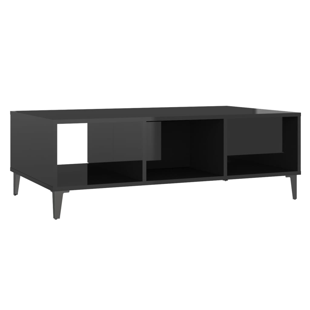 Tavolino da Salotto Nero Lucido 103,5x60x35cm Legno Multistrato | homemem39