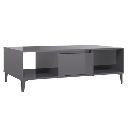Tavolino Salotto Grigio Lucido 103,5x60x35cm Legno Multistrato | homemem39