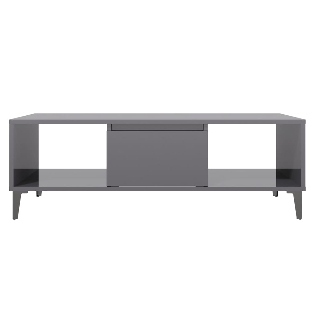 Tavolino Salotto Grigio Lucido 103,5x60x35cm Legno Multistrato | homemem39