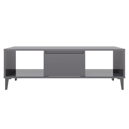 Tavolino Salotto Grigio Lucido 103,5x60x35cm Legno Multistrato | homemem39