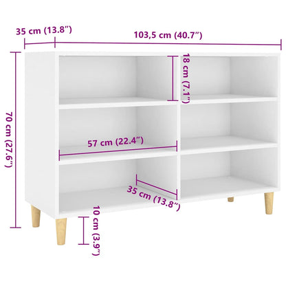 Credenza Bianca 103,5x35x70 cm in Legno Multistrato - homemem39