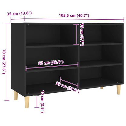 Credenza Nera 103,5x35x70 cm in Legno Multistrato | homemem39
