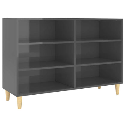 Credenza Grigio Lucido 103,5x35x70 cm in Legno Multistrato - homemem39