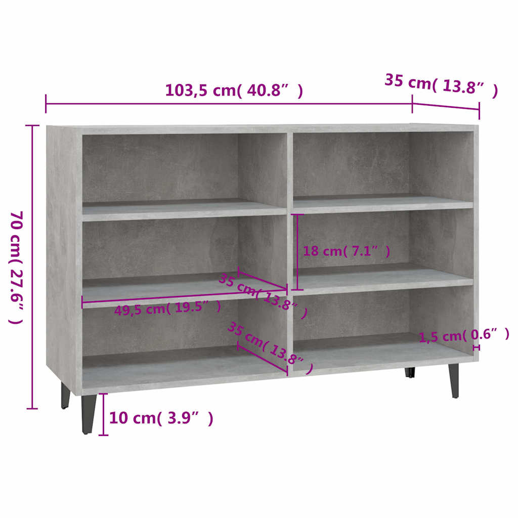 Credenza 103,5x35x70 cm in legno multistrato