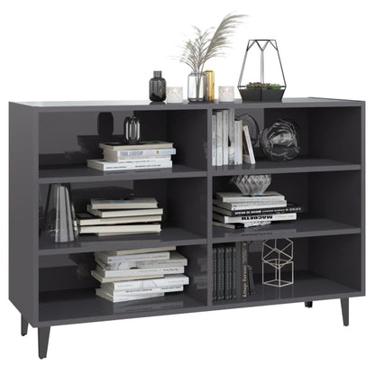 Credenza Grigio Lucido 103,5x35x70 cm in Legno Multistrato - homemem39