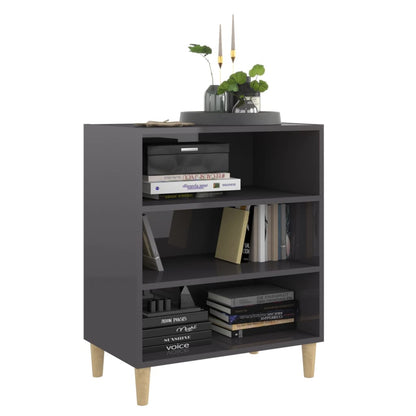 Credenza Grigio Lucido 57x35x70 cm in Legno Multistrato - homemem39
