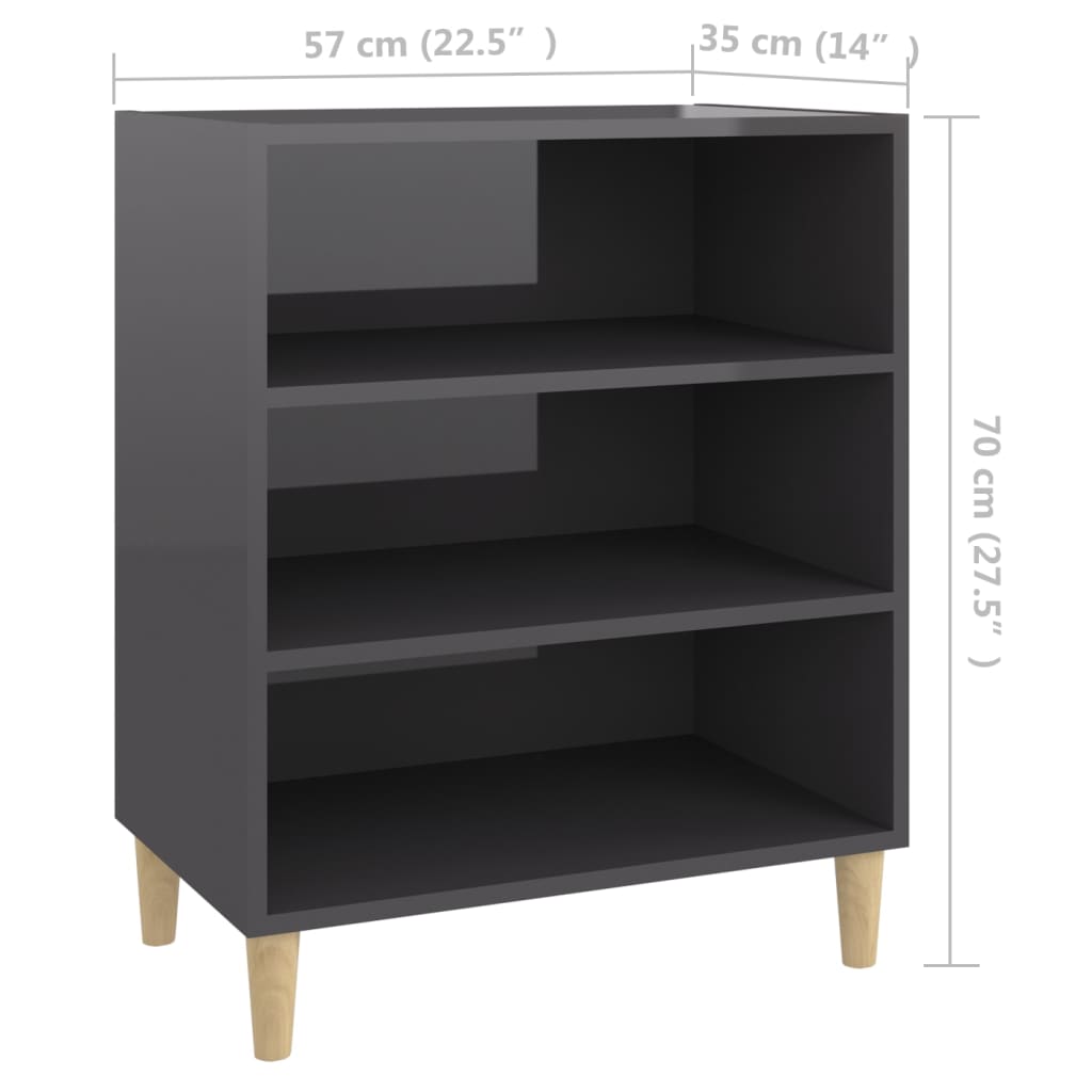 Credenza Grigio Lucido 57x35x70 cm in Legno Multistrato - homemem39