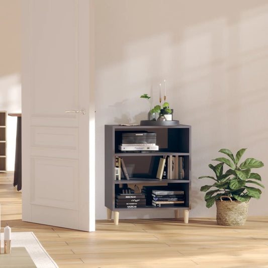 Credenza Grigio Lucido 57x35x70 cm in Legno Multistrato - homemem39