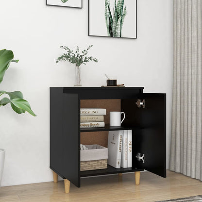 Credenza con Gambe Legno Massello Nera 60x35x70 cm Multistrato - homemem39