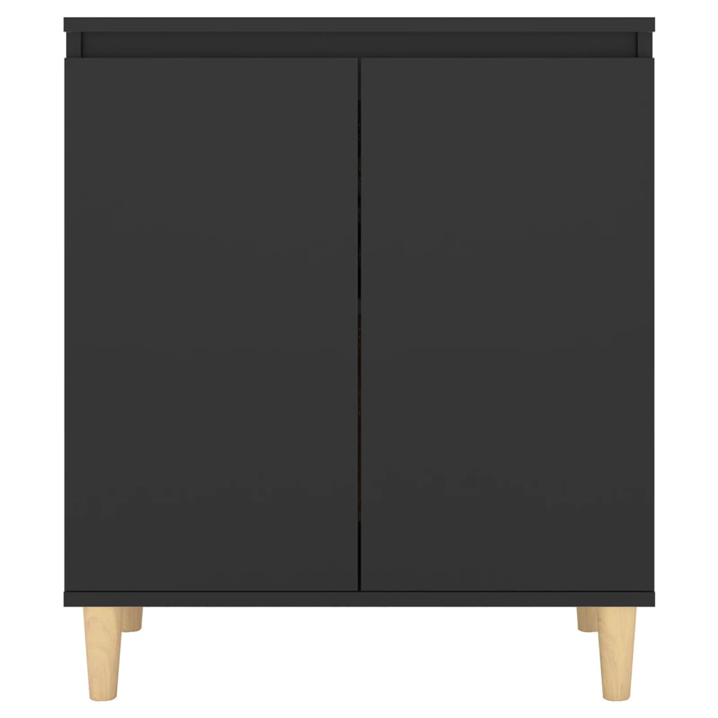 Credenza con Gambe Legno Massello Nera 60x35x70 cm Multistrato - homemem39