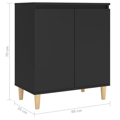 Credenza con Gambe Legno Massello Nera 60x35x70 cm Multistrato - homemem39