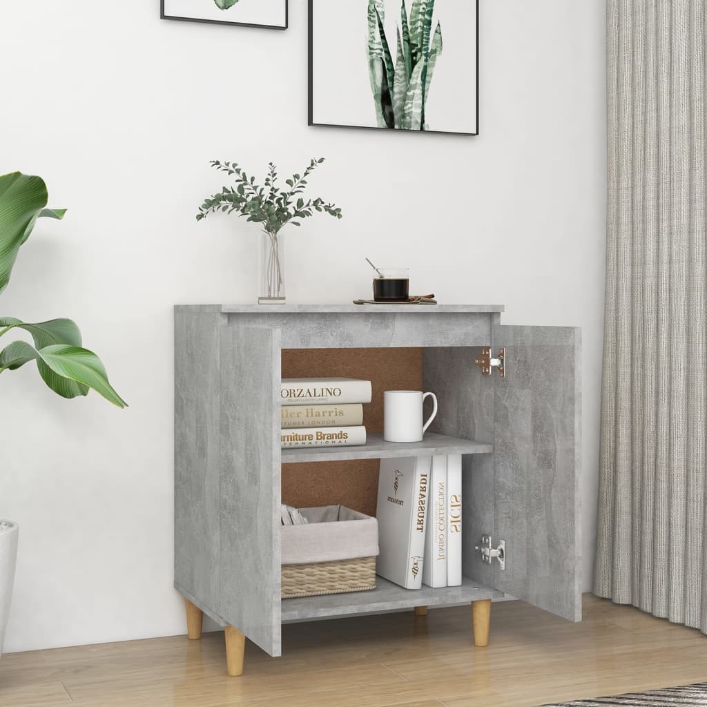 Credenza Gambe Massello Grigio Cemento 60x35x70cm Multistrato - homemem39