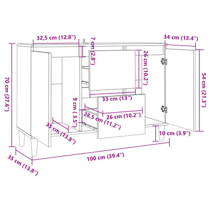 Credenza Bianca 101x35x70 cm in Legno Multistrato - homemem39