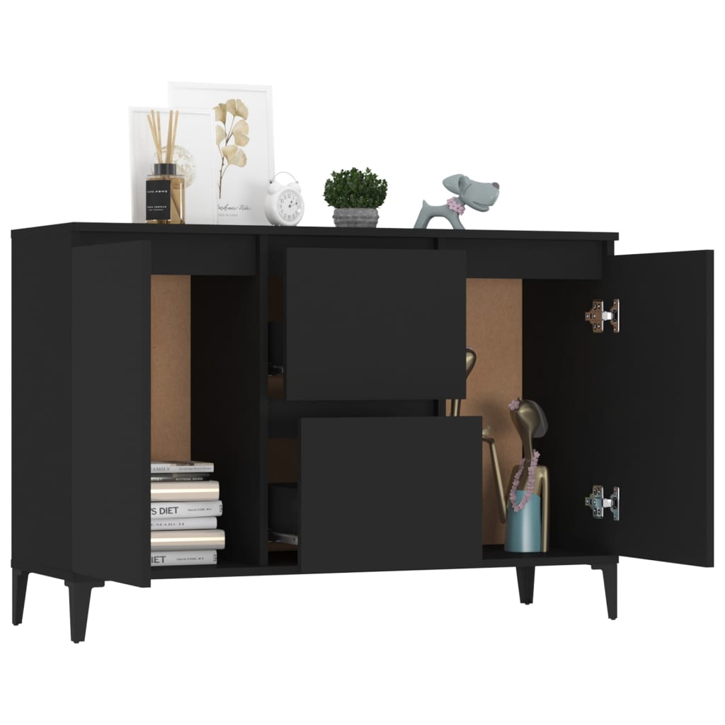 Credenza Nera 102x35x70 cm in Legno Multistrato - homemem39