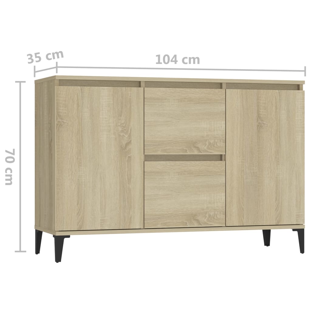 Credenza Rovere Sonoma 102x35x70 cm in Legno Multistrato - homemem39