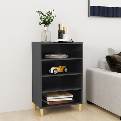 Credenza Grigio Lucido 57x35x90 cm in Legno Multistrato - homemem39
