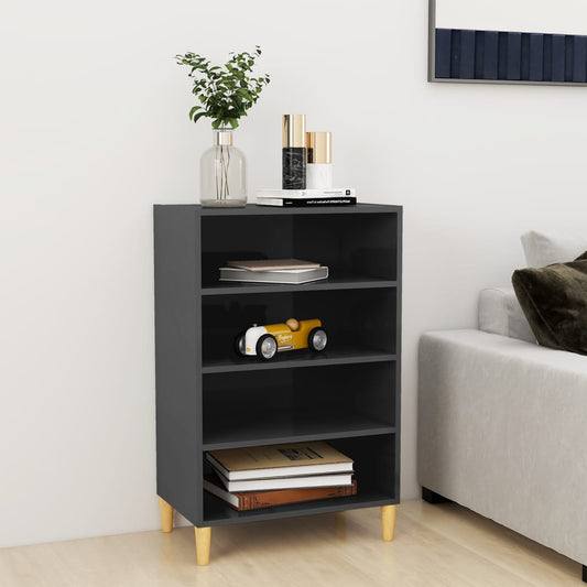 Credenza Grigio Lucido 57x35x90 cm in Legno Multistrato - homemem39