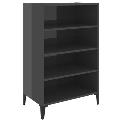 Credenza Grigio Lucido 57x35x90 cm in Legno Multistrato - homemem39