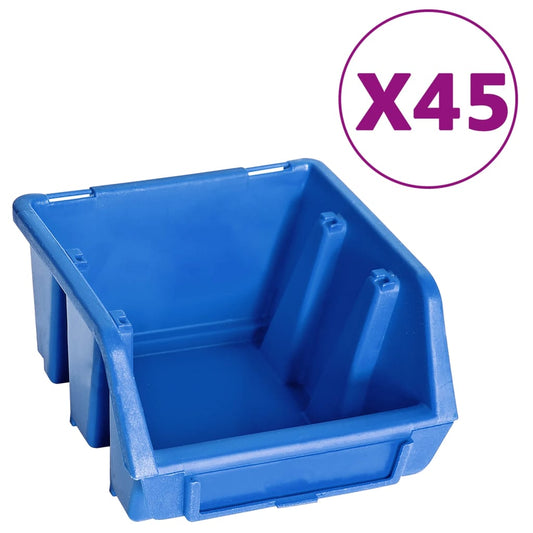 Kit Contenitori 48 pz con Pannelli a Parete Blu e Nero | homemem39
