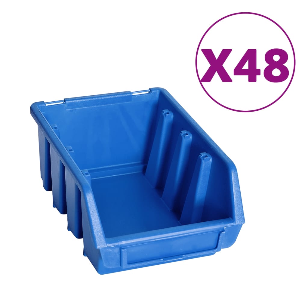 Kit Contenitori 128 pz con Pannelli a Parete Blu e Nero | homemem39