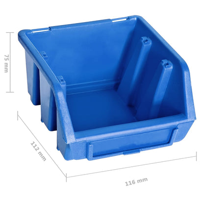 Kit Contenitori 128 pz con Pannelli a Parete Blu e Nero | homemem39