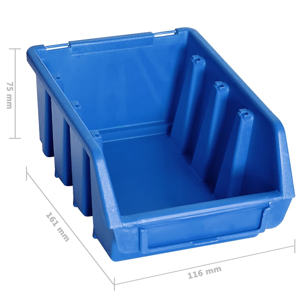 Kit Contenitori 128 pz con Pannelli a Parete Blu e Nero | homemem39