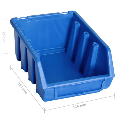 Kit Contenitori 128 pz con Pannelli a Parete Blu e Nero | homemem39