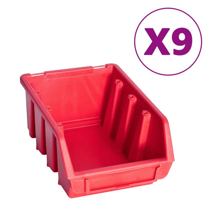 Kit Contenitori 103 pz con Pannelli a Parete Rosso e Nero - homemem39