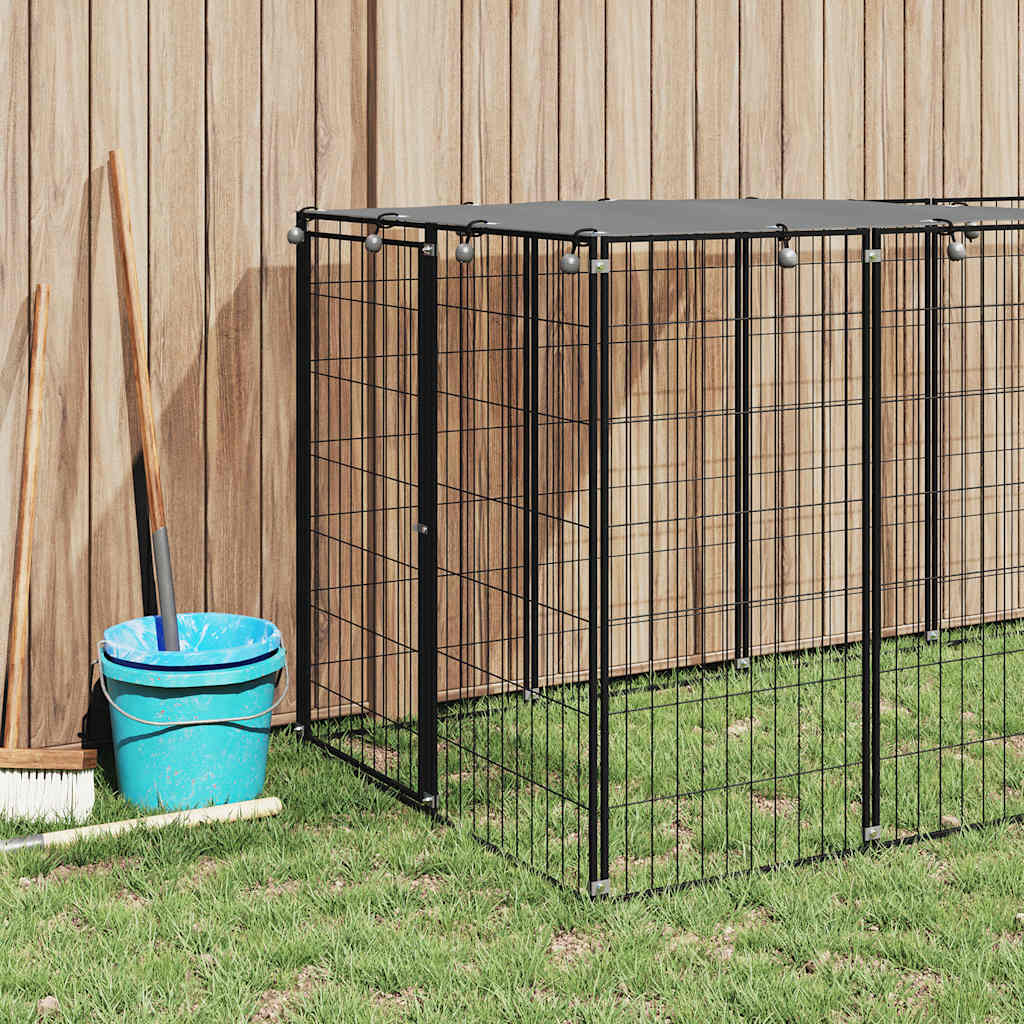 Gabbia per Cani Nera 330x110x110 cm in Acciaio