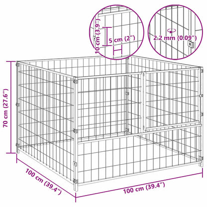 Gabbia per Cani Nera 100x100x70 cm in Acciaio | homemem39