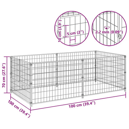 Gabbia per Cani Nera 200x100x70 cm in Acciaio | homemem39